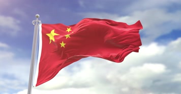 4K国旗五星红旗空中飘扬