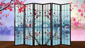 水墨古风屏风背景循环 水墨古风屏风背景循环