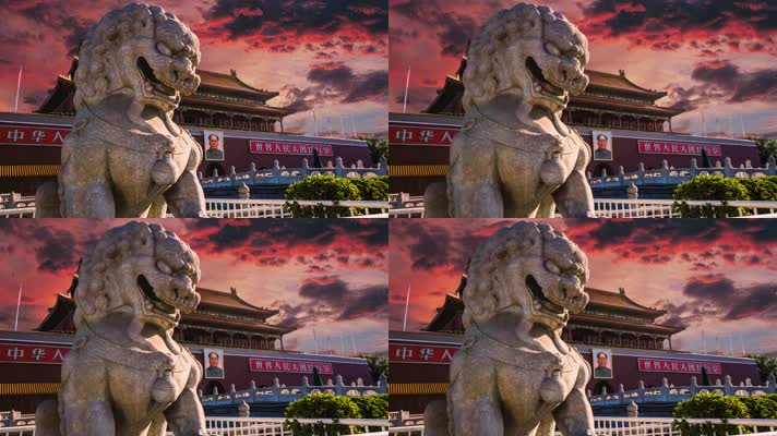 北京 天安门 石狮子 延时摄影 地标建筑 宣