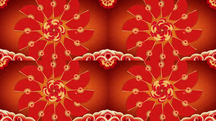 扇子中国风舞台背景循环