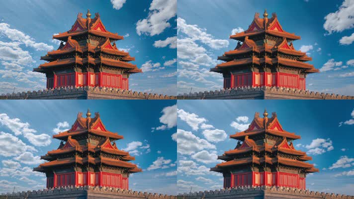 北京 故宫博物院 角楼 城墙 延时摄影   地