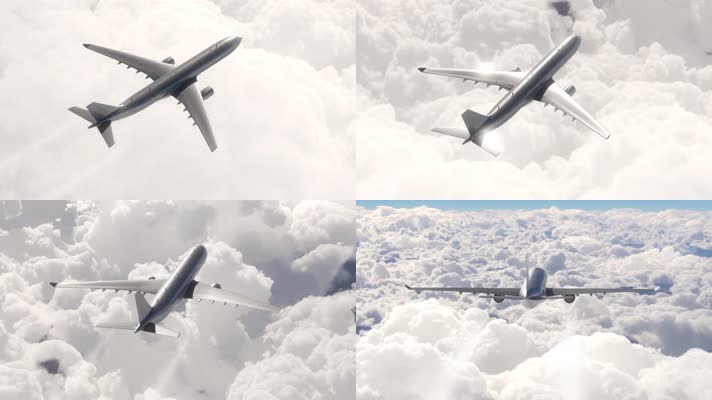飞机飞行 飞过云层 大飞机 