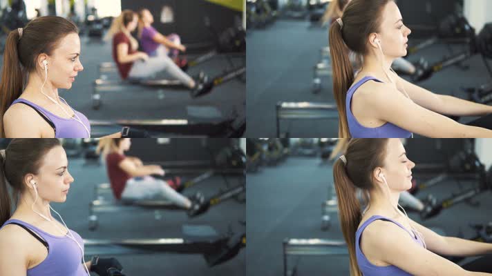 美女健身房锻炼身体 上肢力量训练
