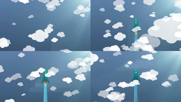 卡通宇宙飞船 空中飞行 4K高清视频