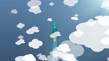 卡通宇宙飞船 空中飞行 4K高清视频