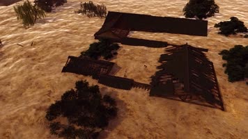 古代村庄 三维动画漫游 3D建筑风暴雷电