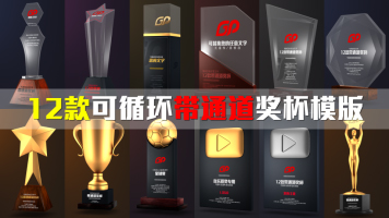 12组可循环带通道颁奖典礼奖杯模型