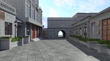 3D古街 三维漫游 动画 街道动画