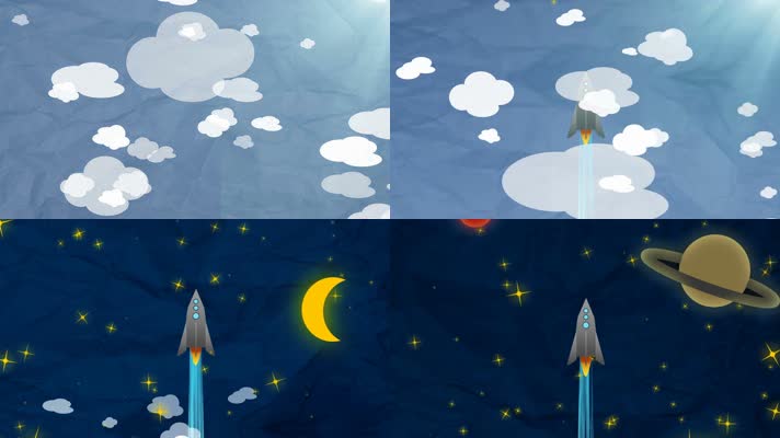 卡通宇宙飞船星球背景