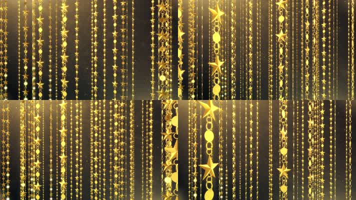 【4K】金色五角星帘子墙