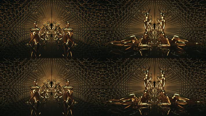 【4K】性感的女孩金色雕塑