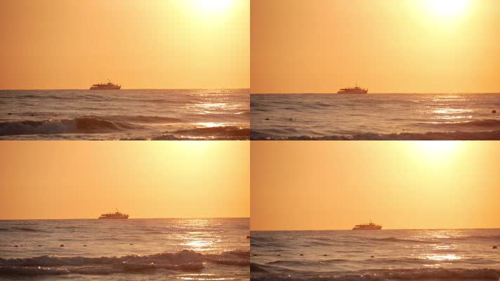 金色大海 夕阳大海 海浪  
