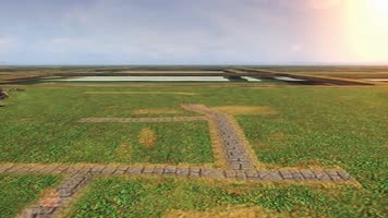 古代村庄 三维建筑生长 房屋3D动画 