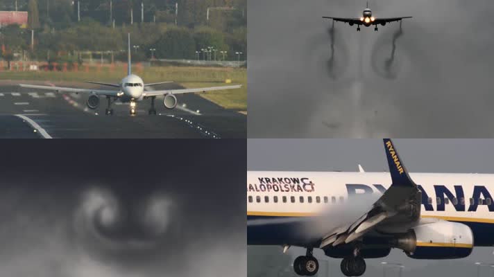 4K民航客机起飞降落机场航班实拍视频素材包