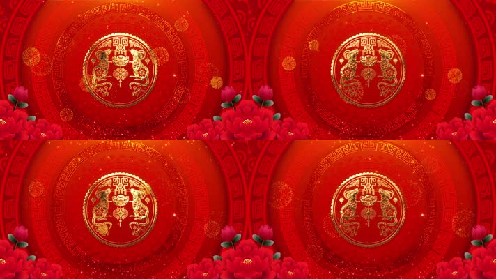 鼠年红色喜庆背景循环