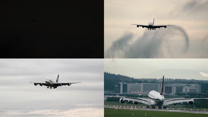 4K空中客车民航客机降落实拍视频素材