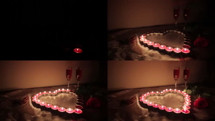 爱心蜡烛 浪漫蜡烛 情人节 逐格视频 