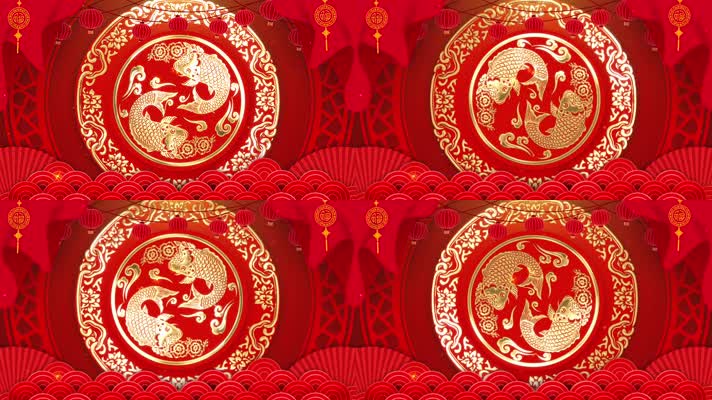年年有鱼喜庆背景循环