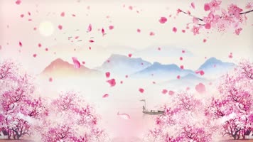 水墨桃花林背景循环