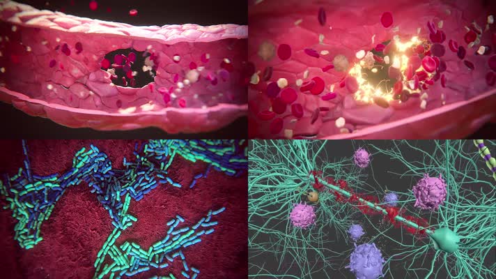 血管血液流動神經病毒細菌細胞醫療三維動畫視頻素材