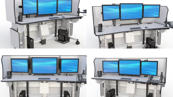 电脑办公桌商务科技3D动画
