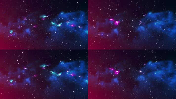 梦幻星空蝴蝶飞舞背景循环