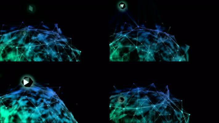 3D立体空间粒子线条旋转变换