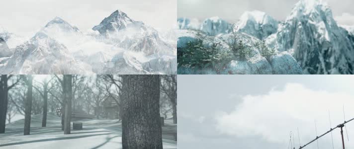 冬季雪山森林三维动画场景