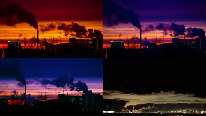 4K大气污染工业污染工厂排放废气环保宣传