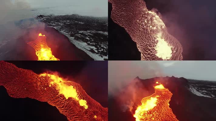 火山噴發火山爆發火山熔岩河視頻素材