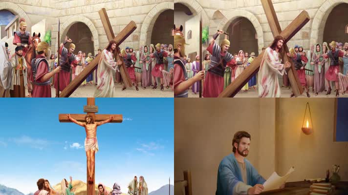 耶稣受难十字架基督教宗教三维动画素材