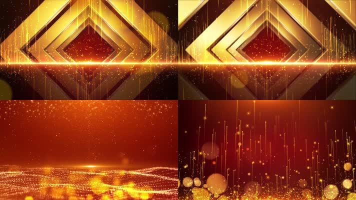 3款大气金色颁奖背景循环