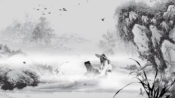 韵味中国风卷轴水墨画片头AE模板