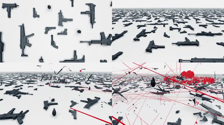 血腥杀戮禁枪枪械枪支创意三维动画背景