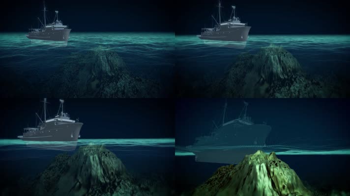 军舰大船触礁搁浅三维模拟动画