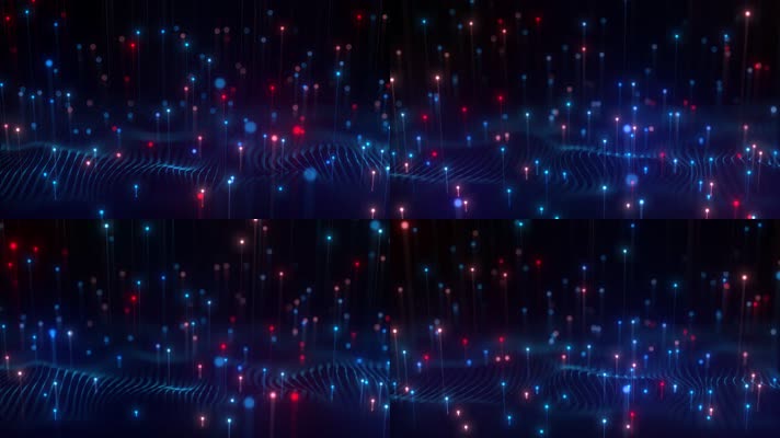 4K发光蓝色粒子上升视频