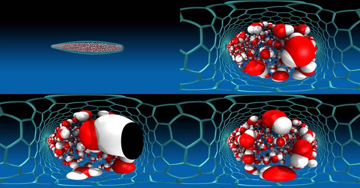 碳纳米管内的水分子三维模拟动画