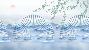 水墨扇子古风背景循环 水墨扇子古风背景循环