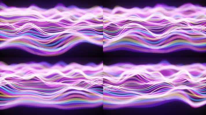 4K彩色波浪起伏线条视频