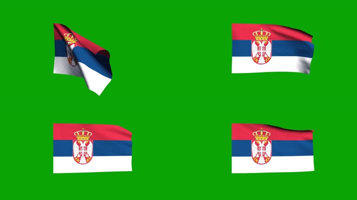 塞尔维亚国旗飘扬