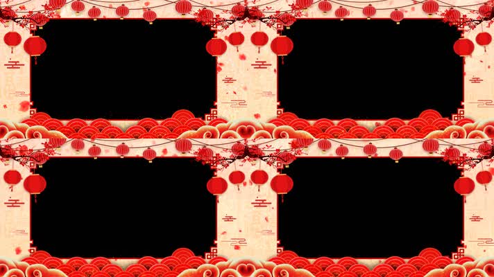 喜庆剪纸拜年框循环通道
