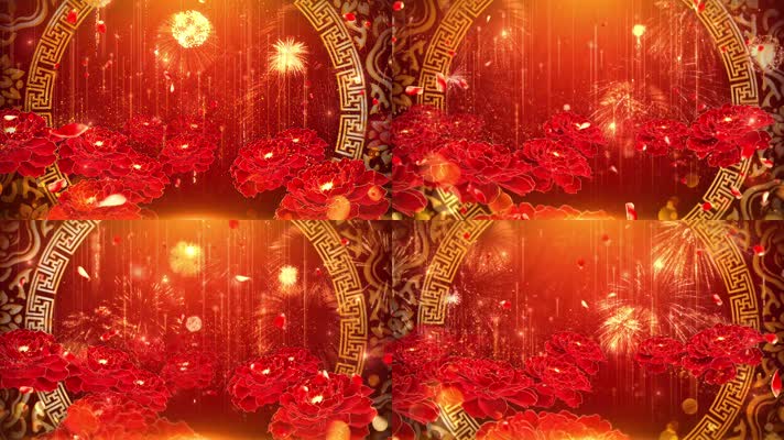 牡丹礼花背景循环