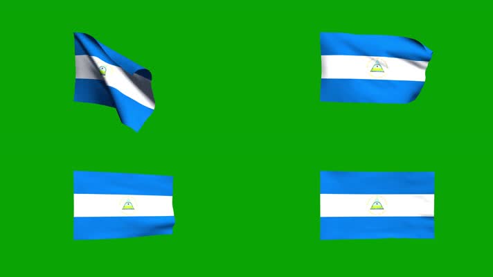 尼加拉瓜国旗飘扬绿色屏幕
