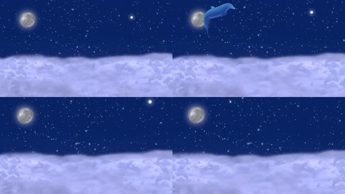 夜空星星海豚跳跃