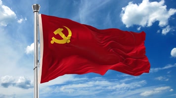 国旗党旗军旗团旗带黑白通道AE模板