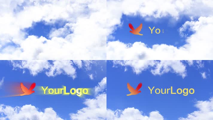大气云层发光logo文字片头（无插件）
