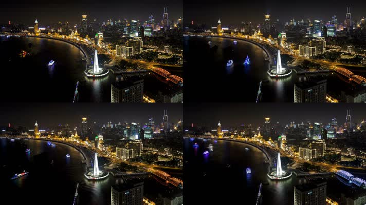 上海外滩夜景 黄浦江 升格视频