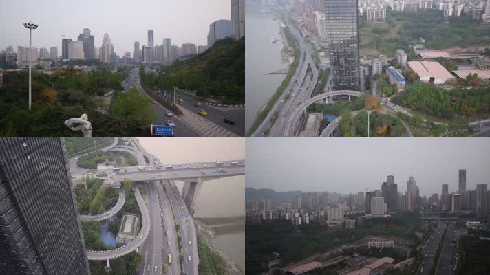 重庆长江大桥桥头航拍