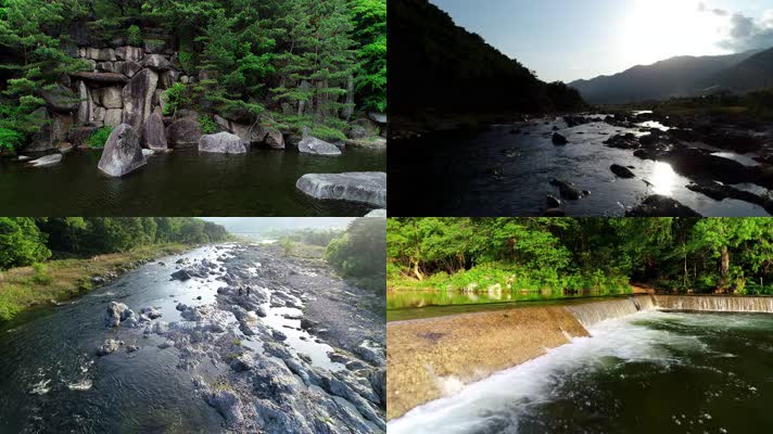 4k航拍山谷河流溪水自然风景