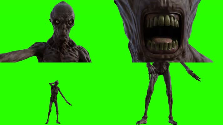 绿屏抠像视频素材僵尸怪物